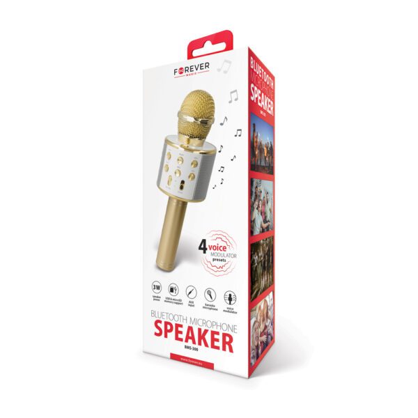 Forever Bluetooth microphone with speaker BMS-300 gold