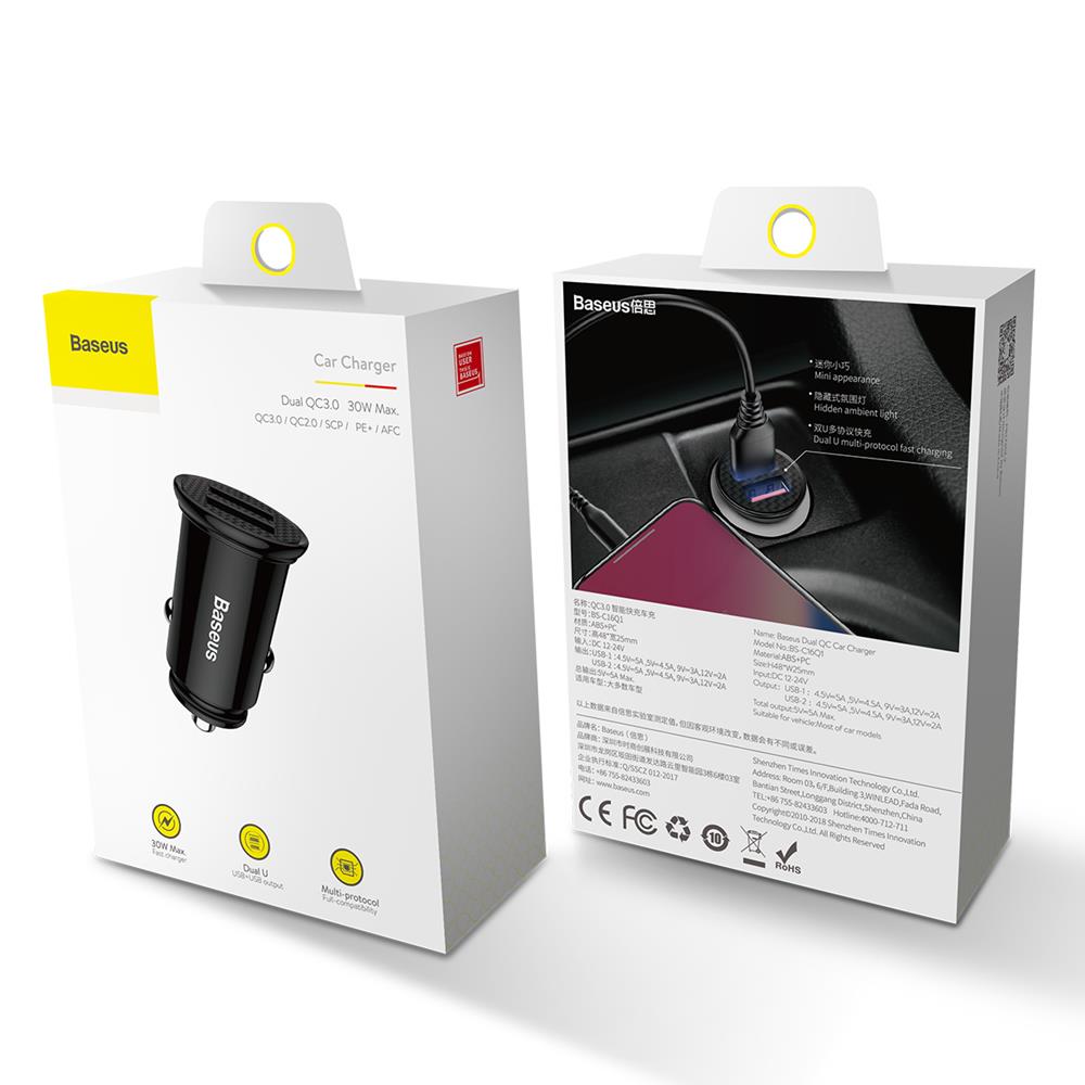125180_oryg Baseus Dual QC 3.0 USB 2x 30W PD car charger 2x USB port 4.8A 60W black