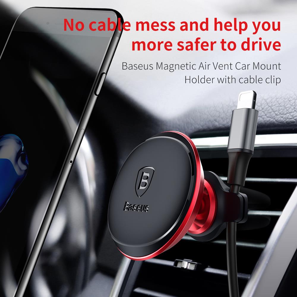 125311_oryg Baseus car holder magnetic with cable clip black new2 air vent