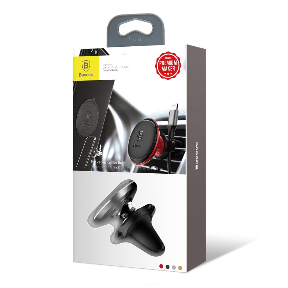 125320_oryg Baseus car holder magnetic with cable clip black new2 air vent