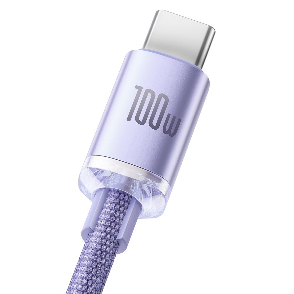 Baseus Crystal Shine Series cable USB cable for fast charging and data transfer USB Type A - USB Type C 100W 2m purple (CAJY000505)eng