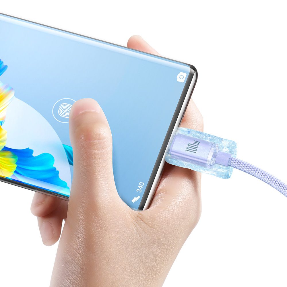 Baseus Crystal Shine Series cable USB cable for fast charging and data transfer USB Type A - USB Type C 100W 2m purple (CAJY000505)eng