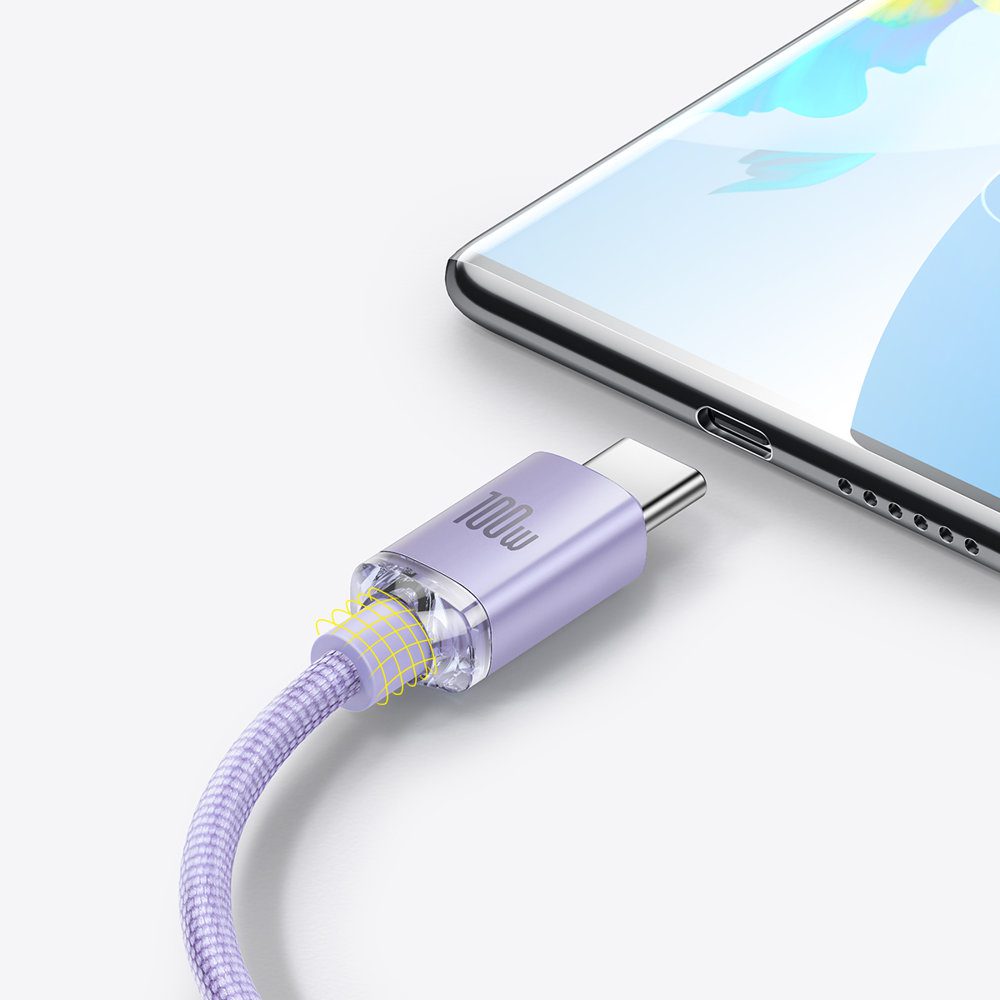 Baseus Crystal Shine Series cable USB cable for fast charging and data transfer USB Type A - USB Type C 100W 2m purple (CAJY000505)eng