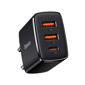 [AFTER RETURN] Baseus Compact quick charger 2x USB / USB Type C 30W 3A Power Delivery Quick Charge black (CCXJ-E01)eng