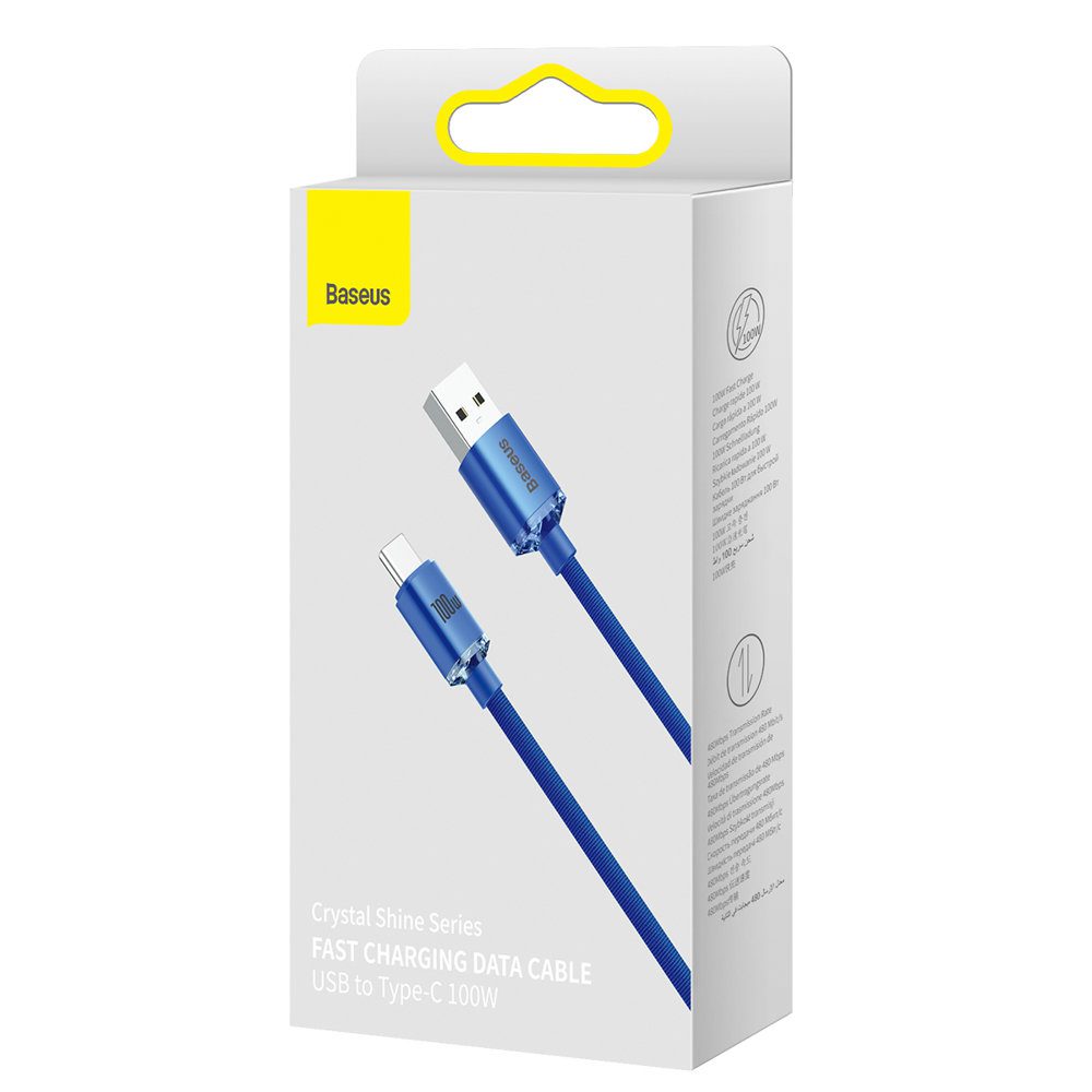 Baseus Crystal Shine Series cable USB cable for fast charging and data transfer USB Type A - USB Type C 100W 2m blue (CAJY000503)eng