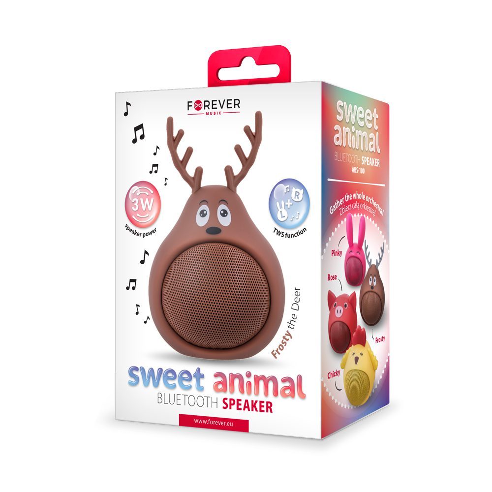Forever Bluetooth speaker Sweet Animal Deer Frosty brown ABS-100