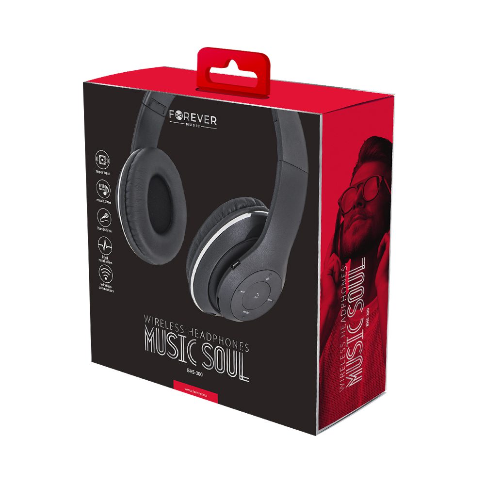 Forever Bluetooth headphones Music Soul BHS-300 black