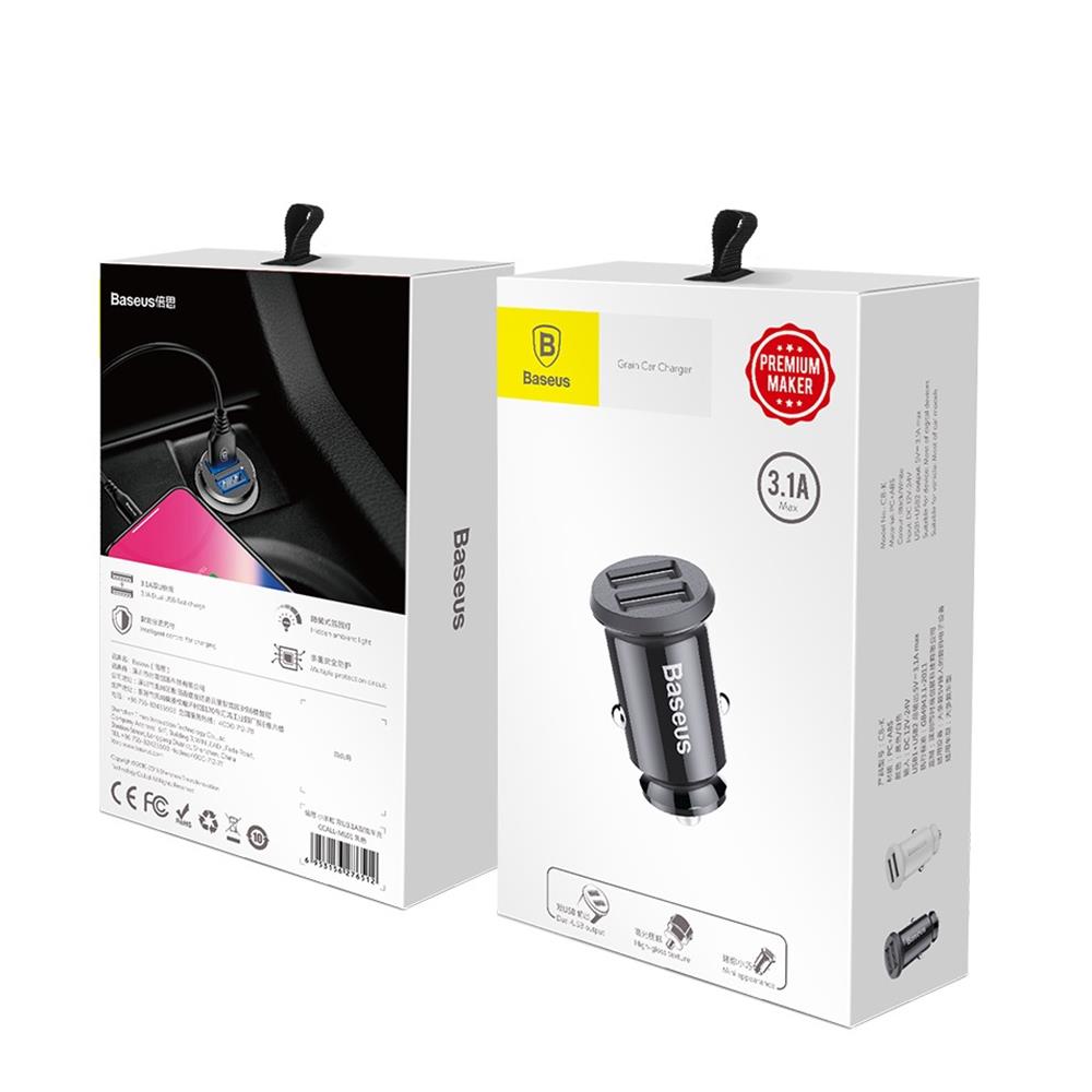 144171_oryg Baseus car charger Grain 2x USB 3,1A black