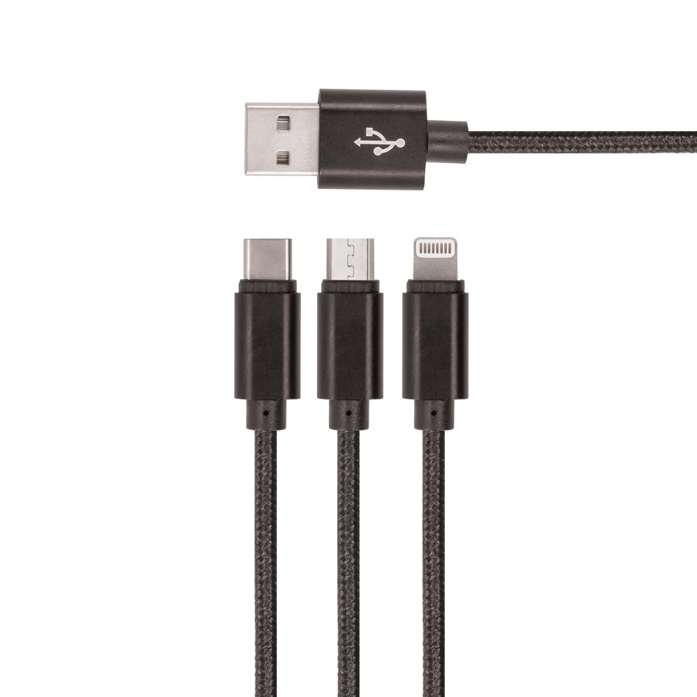 144712_oryg Setty 3in1 cable USB - Lightning + USB-C + microUSB 1,0 m 2A KN3W1-01 black