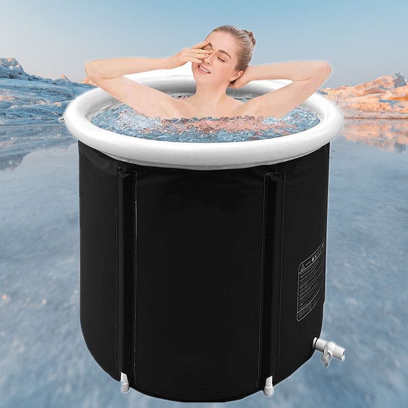 Foldable portable inflatable bathtub 80 x 79 cm black