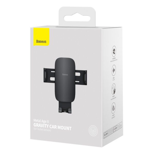 [RETURNED ITEM] Baseus Metal Age II gravitational car phone holder for ventilation grille black (SUJS000001)eng
