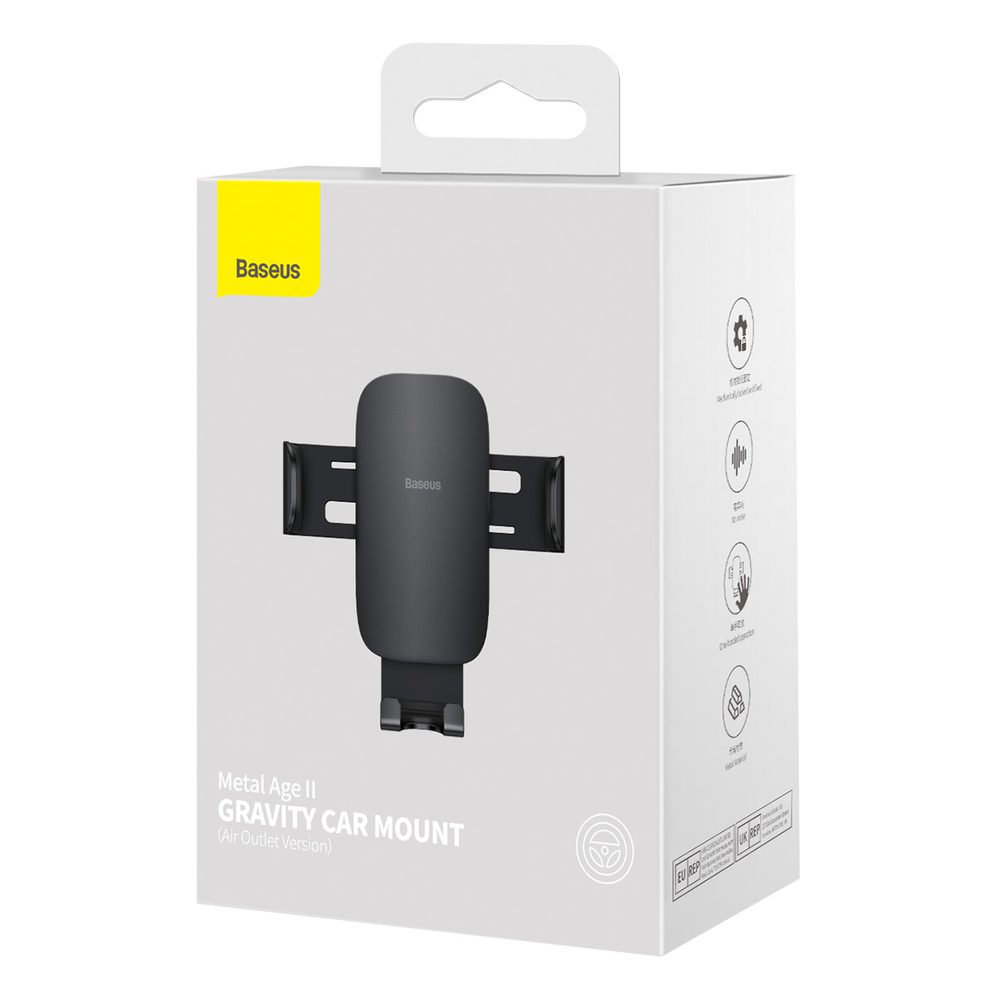 [RETURNED ITEM] Baseus Metal Age II gravitational car phone holder for ventilation grille black (SUJS000001)eng