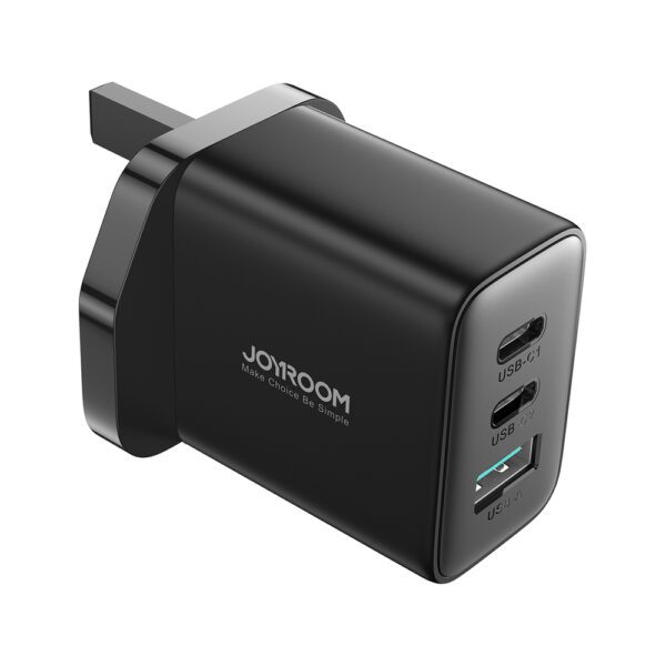 152265_9 Joyroom JR-TCF10 fast charger 2x USB-C USB-A 32W (UK plug) - blackeng