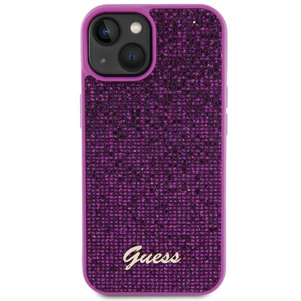 152928_3 Guess Disco Metal Script case for iPhone 15 - pinkeng