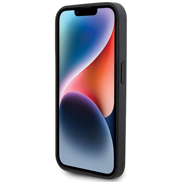 152997_5 Karl Lagerfeld Leather Monogram Hot Stamp Metal Logo case for iPhone 15 Pro - blackeng