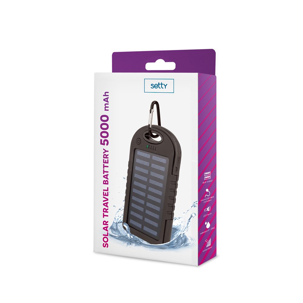 Setty solar power bank 5000 mAh SPBS-05 black
