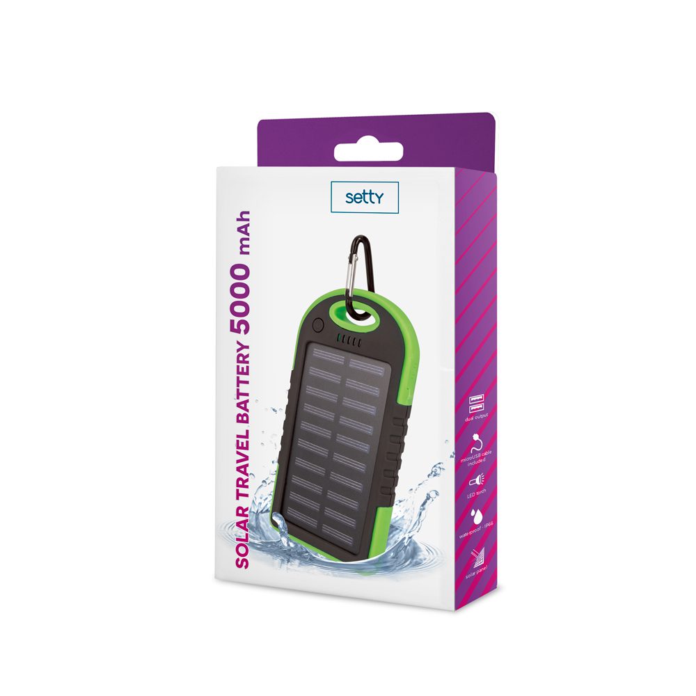 Setty solar power bank 5000 mAh green