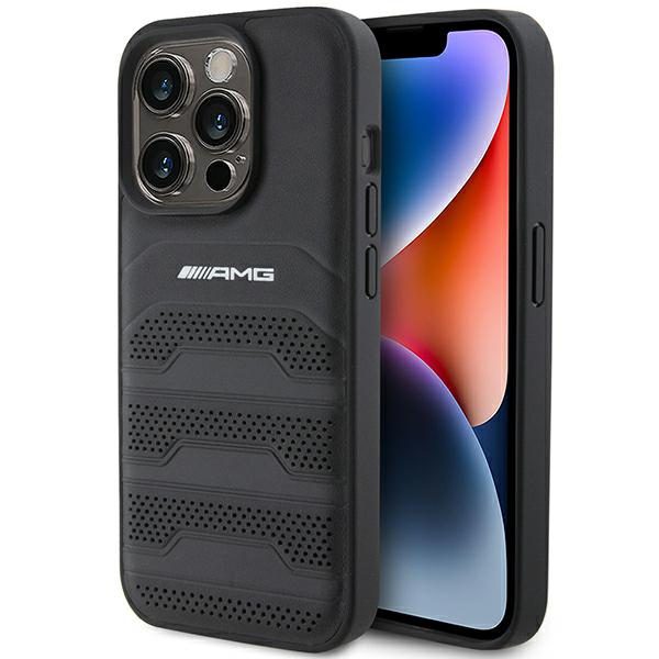 AMG Leather Debossed Lines case for iPhone 15 Pro - blackeng