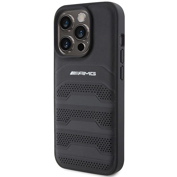 AMG Leather Debossed Lines case for iPhone 15 Pro - blackeng