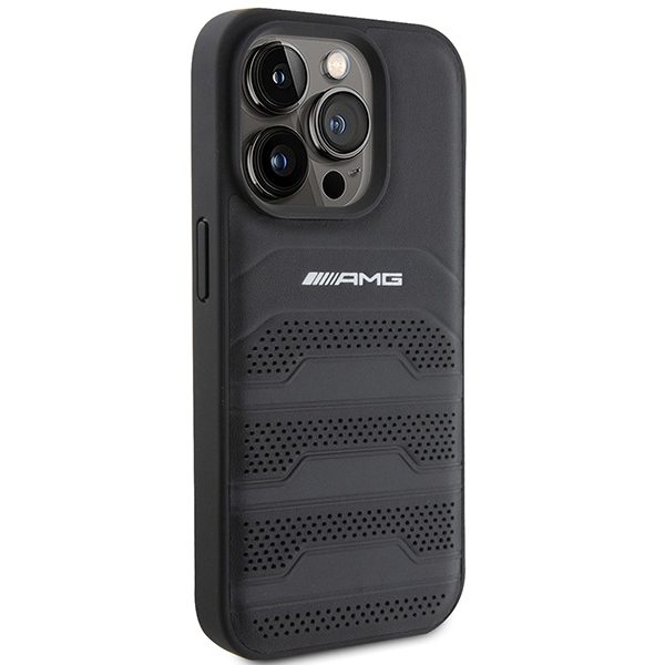 AMG Leather Debossed Lines case for iPhone 15 Pro - blackeng