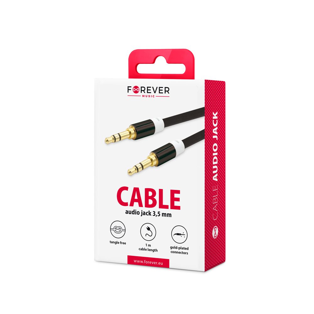 Forever audio cable jack 3,5mm - jack 3,5mm 1,0 m black