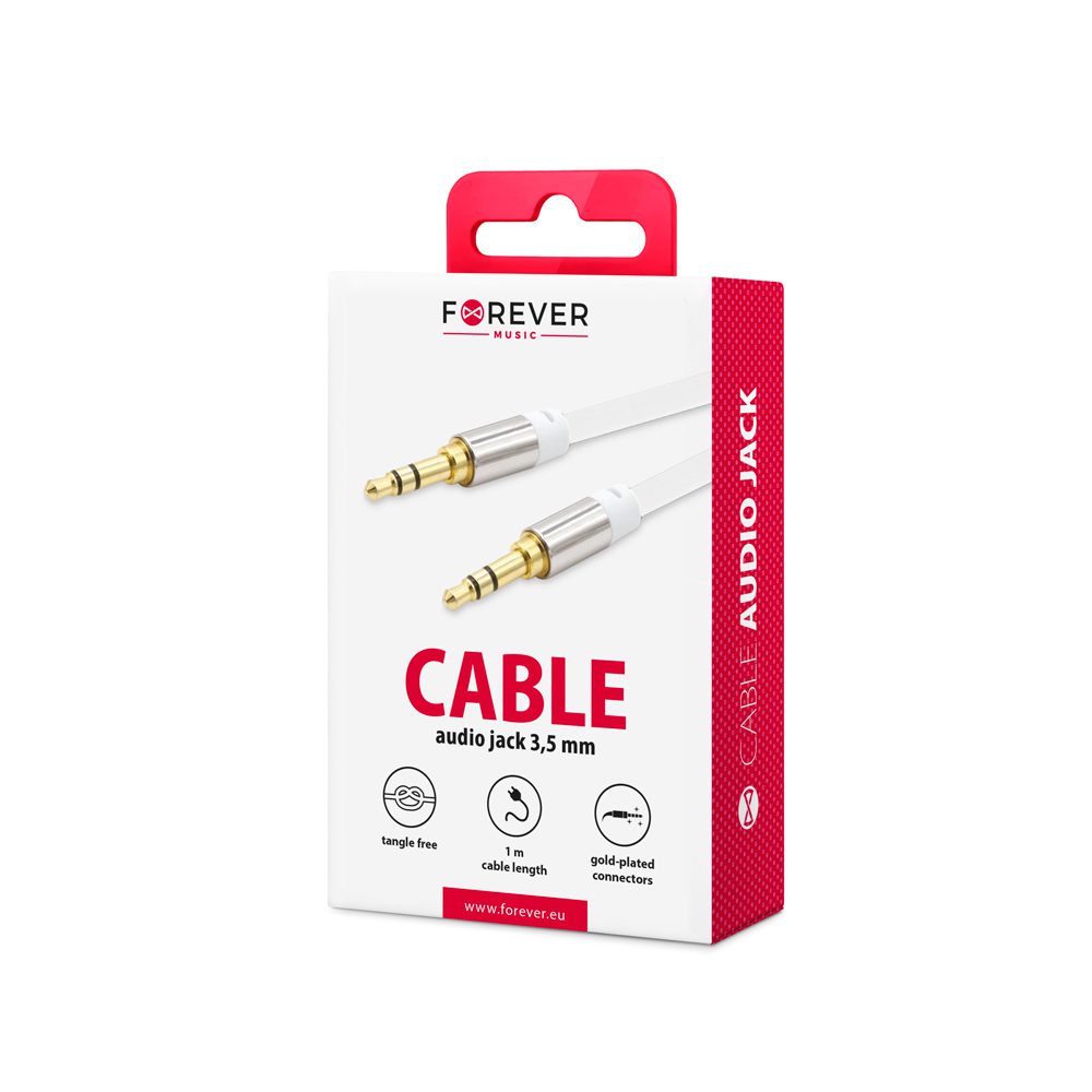Forever audio cable jack 3,5mm - jack 3,5mm 1,0 m white