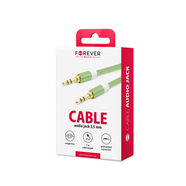 Forever audio cable jack 3,5mm - jack 3,5mm 1,0 m green