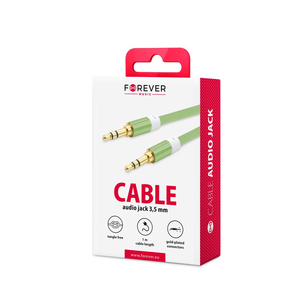 Forever audio cable jack 3,5mm - jack 3,5mm 1,0 m green