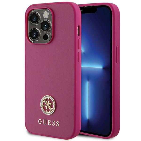 Guess GUHCP15XPS4DGPP iPhone 15 Pro Max 6.7" pink/pink hardcase Strass Metal Logoeng