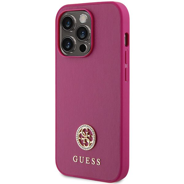 Guess GUHCP15XPS4DGPP iPhone 15 Pro Max 6.7" pink/pink hardcase Strass Metal Logoeng