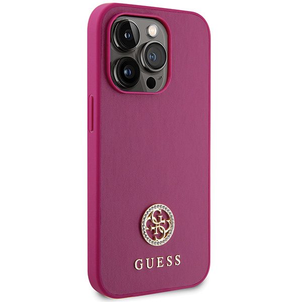 Guess GUHCP15XPS4DGPP iPhone 15 Pro Max 6.7" pink/pink hardcase Strass Metal Logoeng