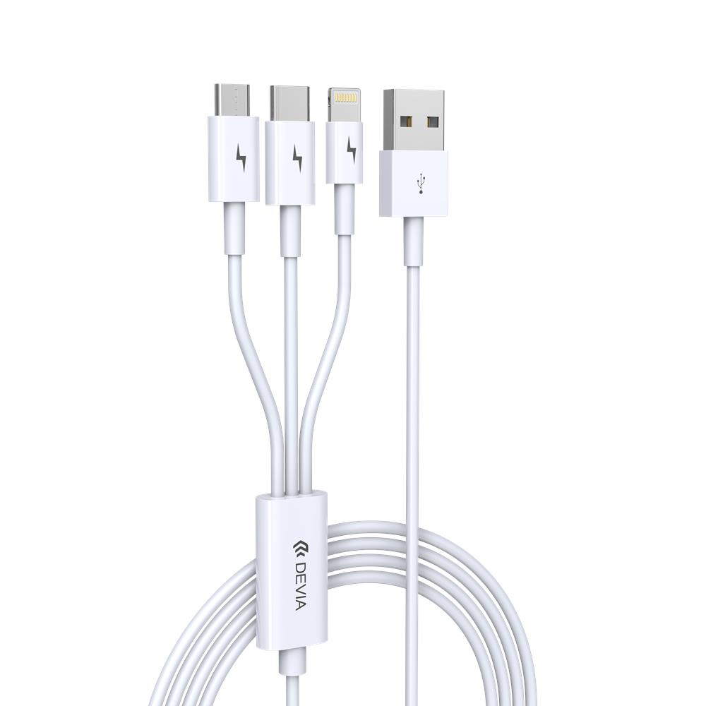 159754_oryg Devia cable 3in1 Smart EC141 USB - Lightning + USB-C + MicroUSB 1,2 m 2A white