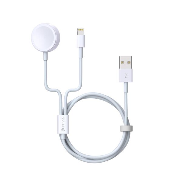 159770_oryg Devia cable 2in1 Smart EA199 USB - Lightning white with inductive magnetic charger for Apple Watch