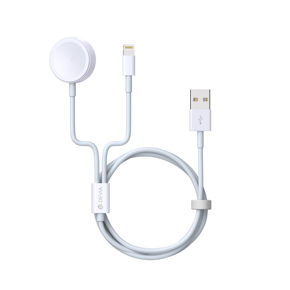 159770_oryg Devia cable 2in1 Smart EA199 USB - Lightning white with inductive magnetic charger for Apple Watch