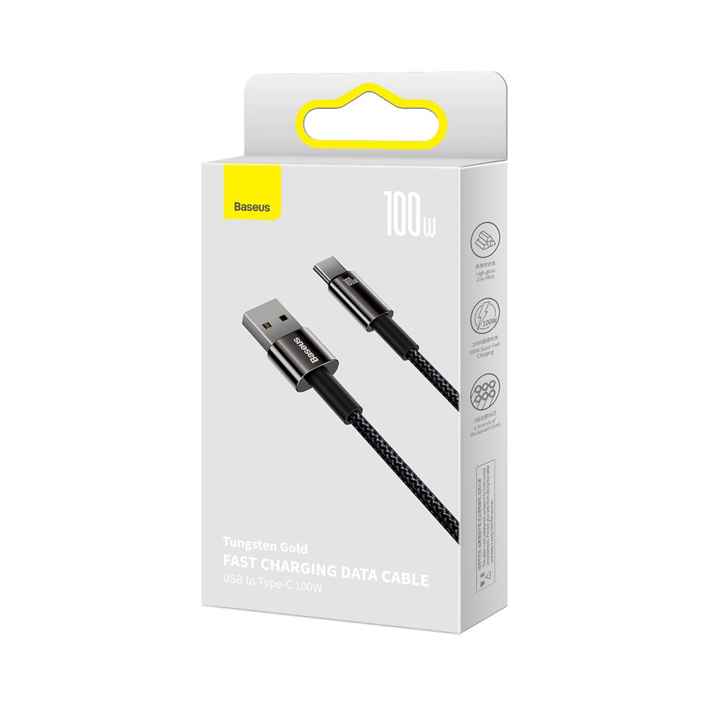 [RETURNED ITEM] Baseus Tungsten Gold cable USB-A - USB-C 480Mb/s 100W 2m black (CAWJ000101)eng
