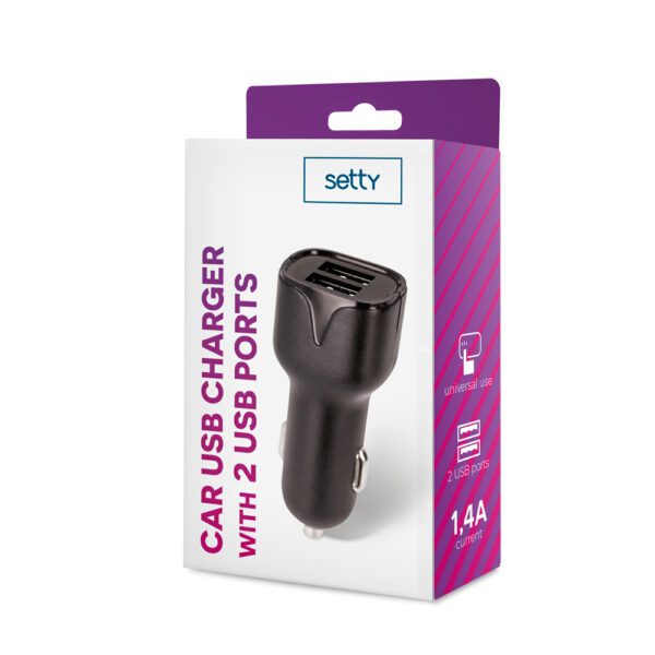 Setty car charger 2x USB 1,4A black