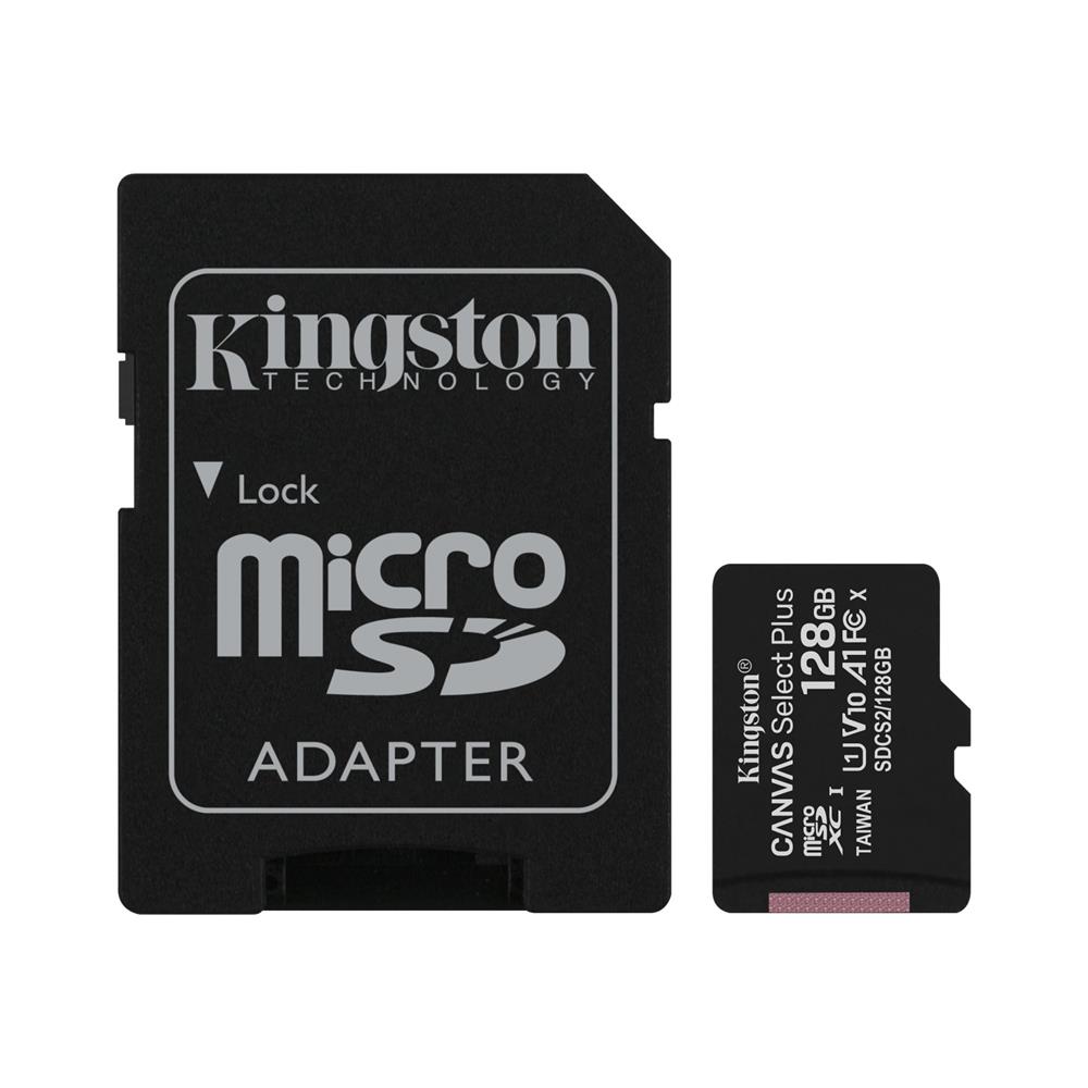 168132_oryg Kingston memory card 128GB microSDXC Canvas Select Plus cl. 10 UHS-I 100 MB/s + adapter