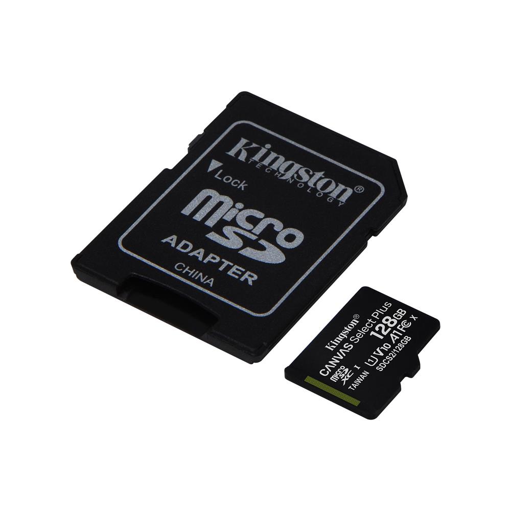 168133_oryg Kingston memory card 128GB microSDXC Canvas Select Plus cl. 10 UHS-I 100 MB/s + adapter
