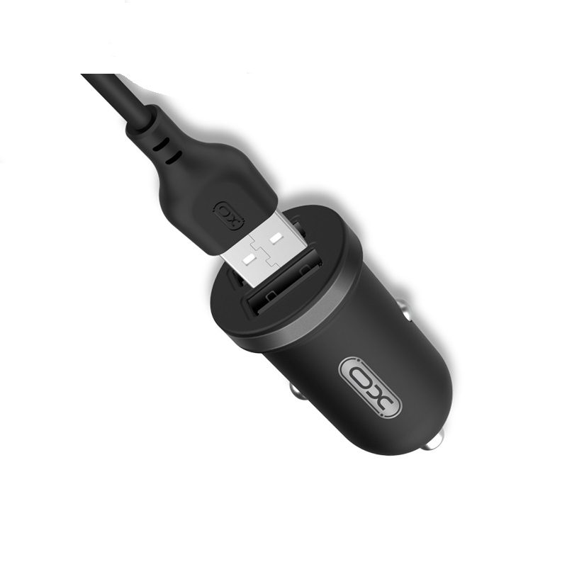 XO car charger TZ08 2x USB 2,1A black + Lightning cable