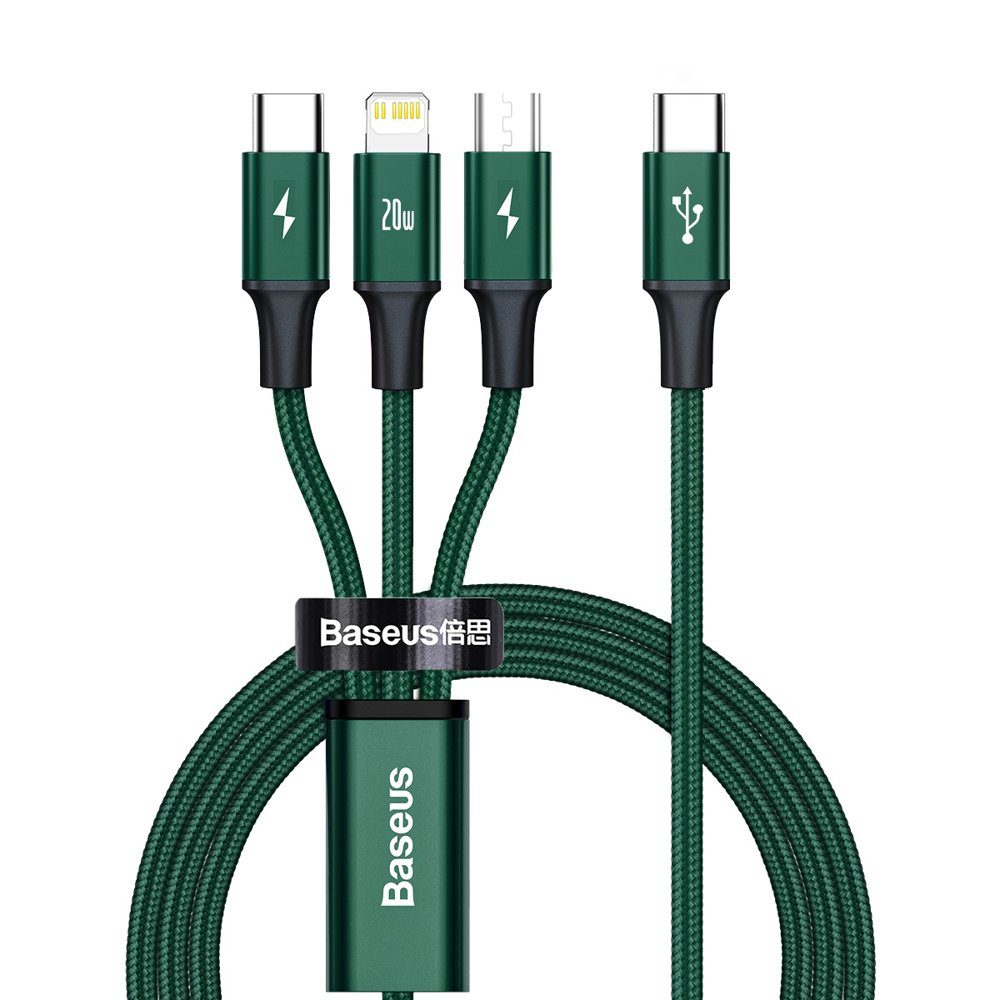 Baseus Rapid Series 3in1 USB-C - USB-C / Lightning / micro USB cable 20W PD 1.5m - greeneng