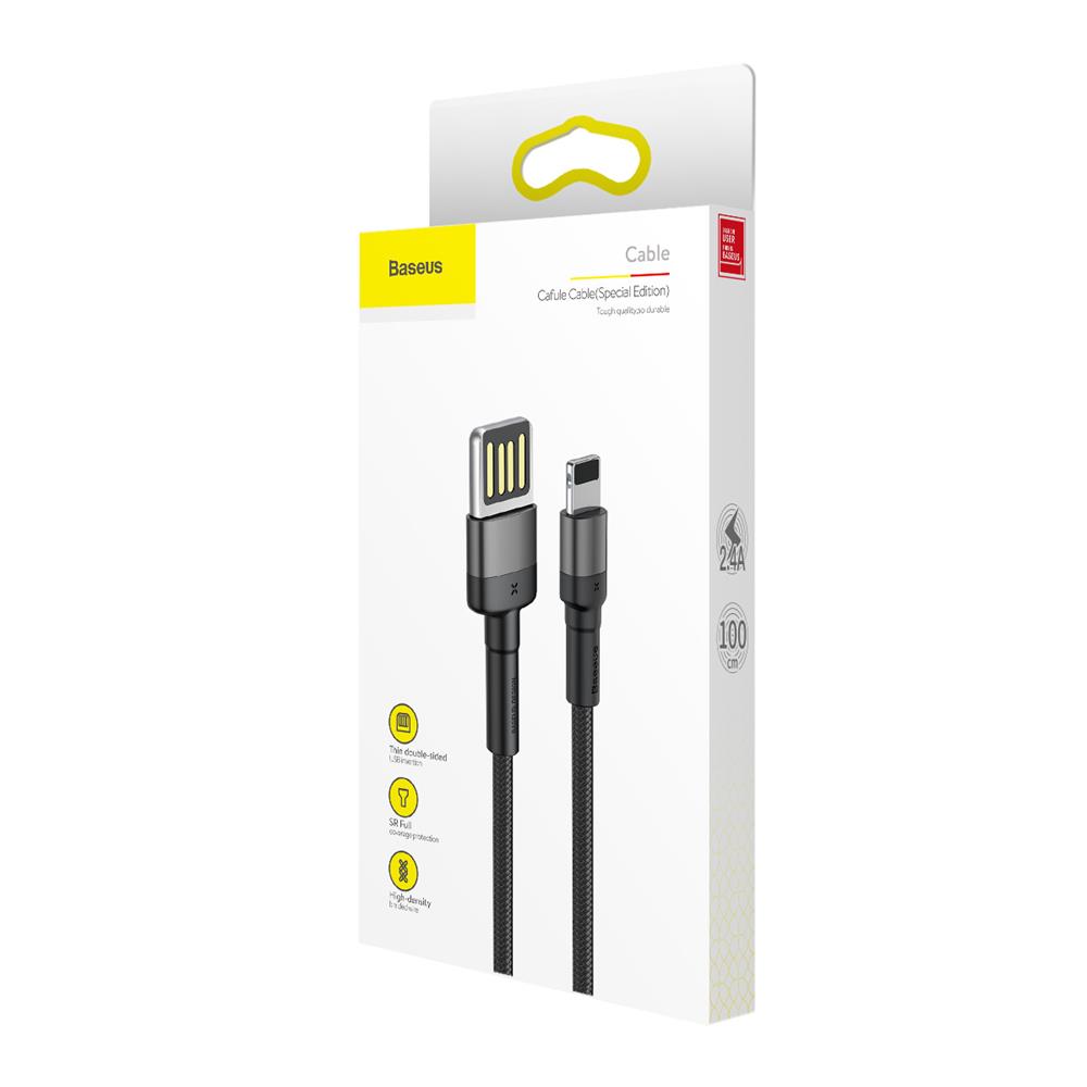 Baseus cable Cafule USB - Lightning 1,0 m 2,4A gray-black double side USB