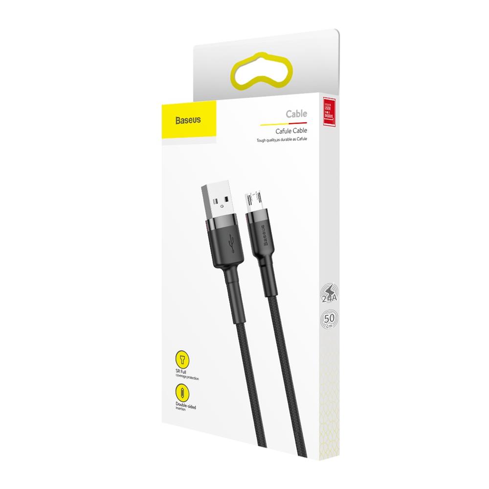 173737_oryg Baseus cable Cafule USB - microUSB 0,5 m 2,4A gray-black