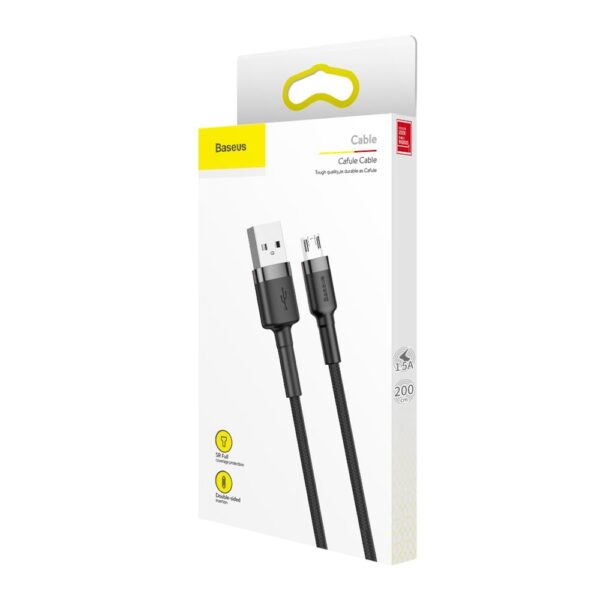 173760_oryg Baseus cable Cafule USB - microUSB 2,0 m 1,5A gray-black