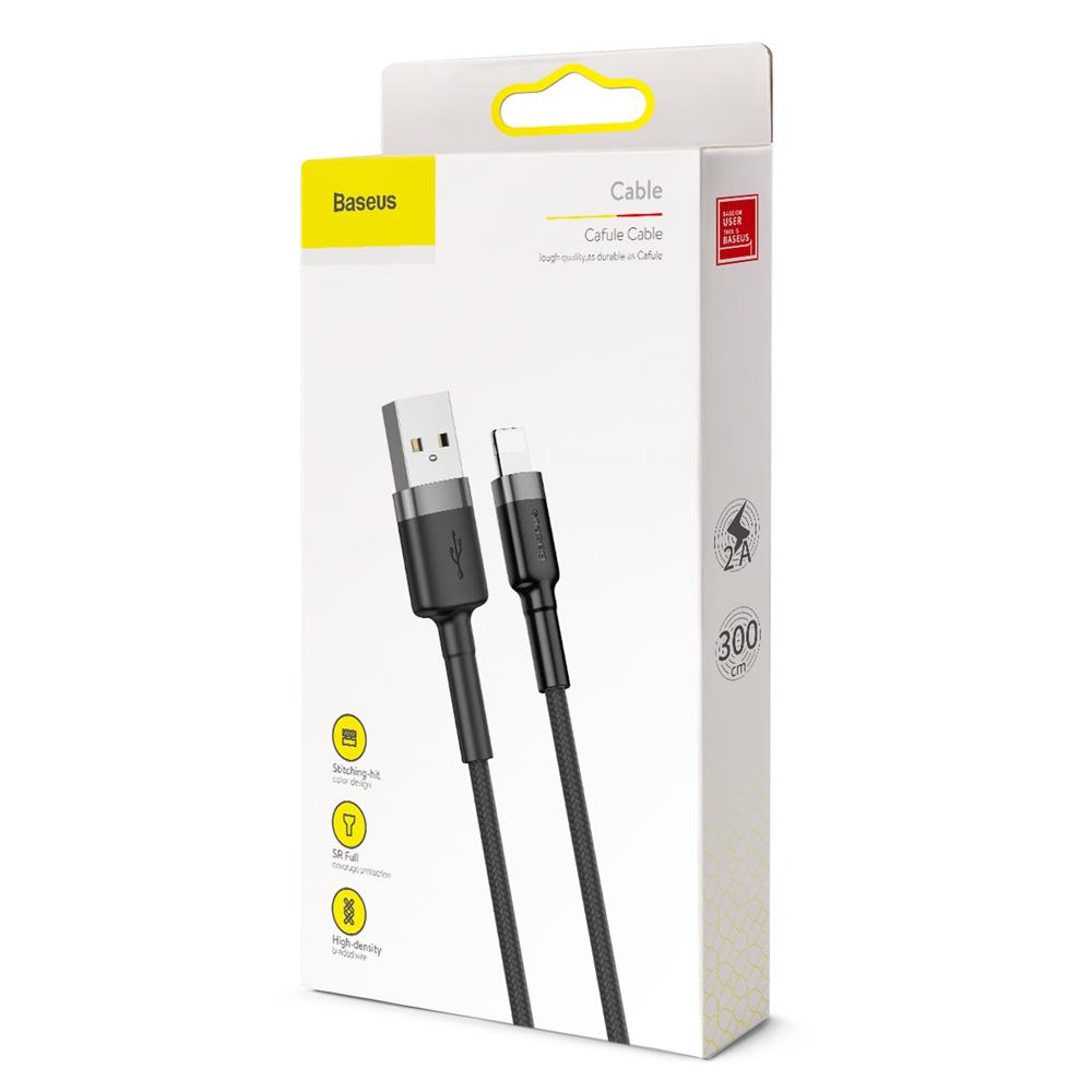 Baseus cable Cafule USB - Lightning 3,0 m 1,5A gray-black