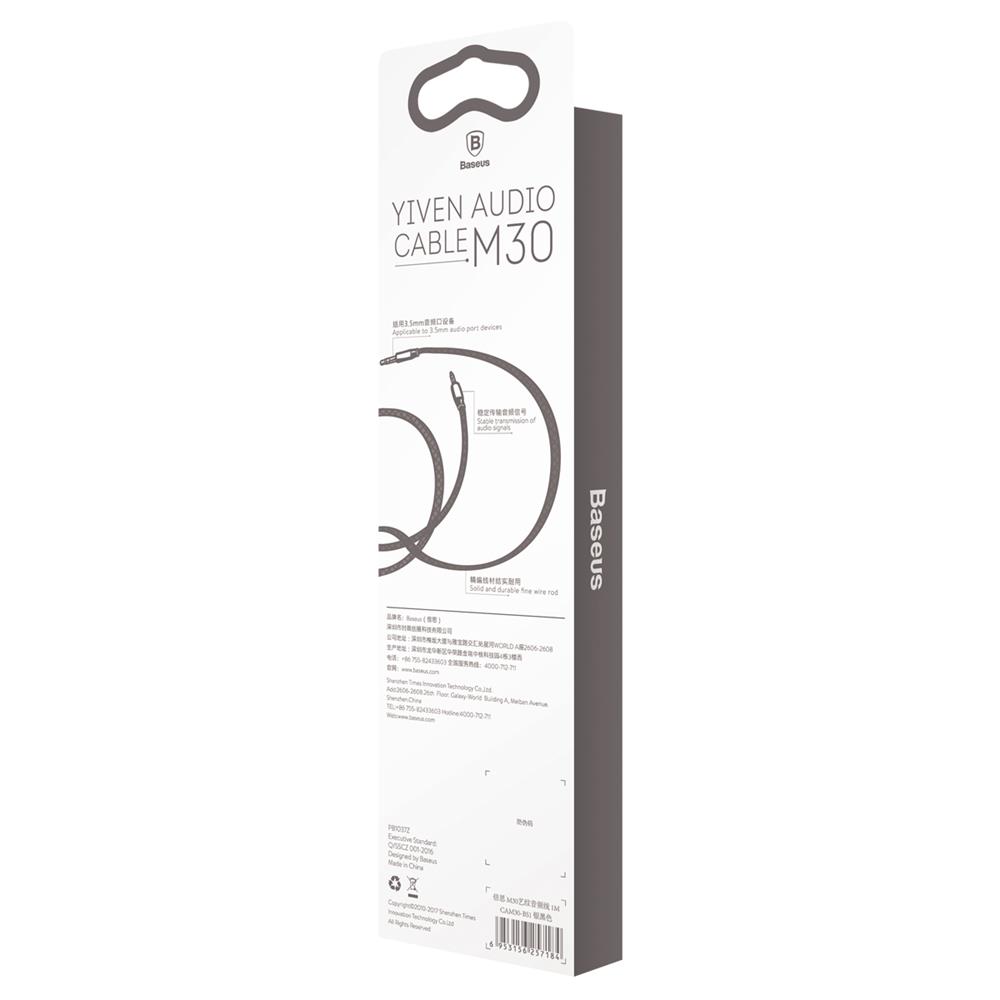 Baseus cable audio Yiven M30 jack 3,5 mm - jack 3,5 mm 1,0 m silver-black