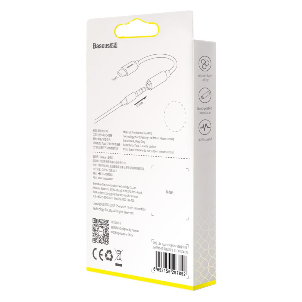Baseus adapter L54 USB-C to jack 3,5 mm dark gray