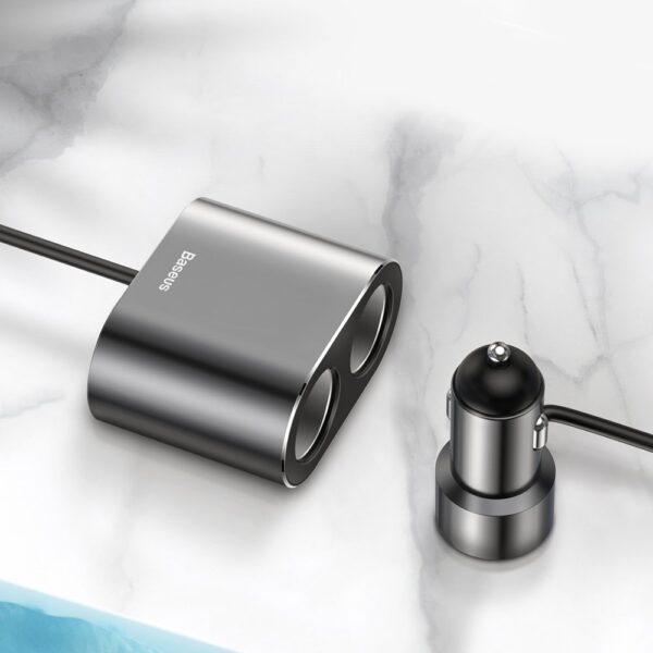 Baseus CRDYQ-01 splitter 2x cigarette lighter socket 80W 2x USB-A 3.1A - blackeng