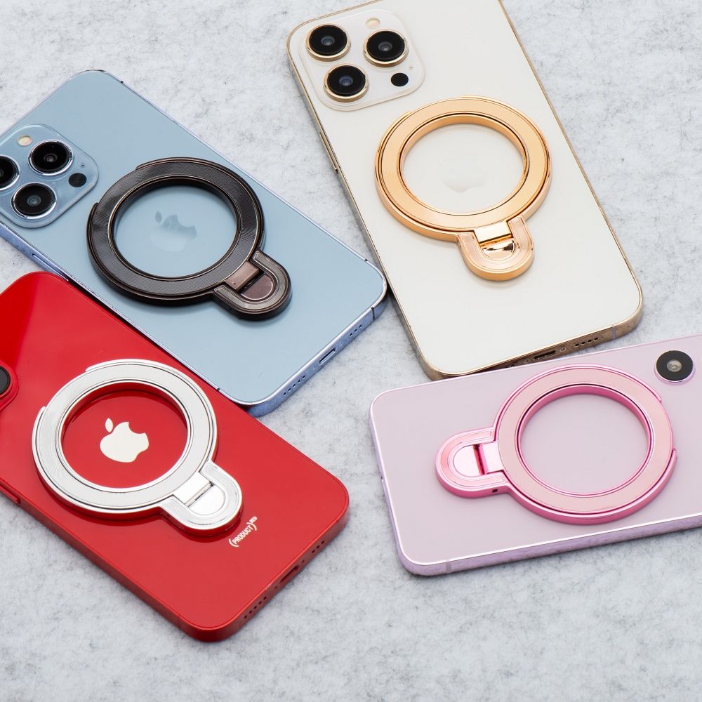 Phone stand CIRCLE - stick-on - silver