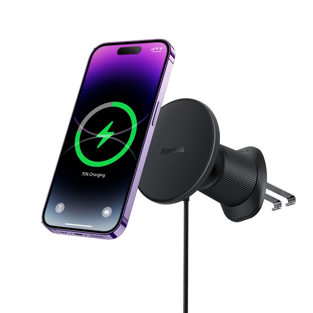 Baseus CW01 car holder for iPhone with 15W inductive charger for air vent - blackeng