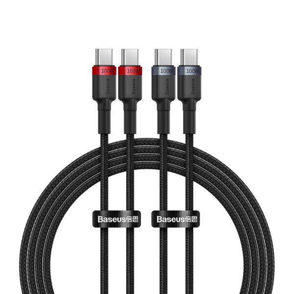 Baseus Cafule USB-C / USB-C 100W cable 2 m - red-black and black-gray (2 pcs.)eng